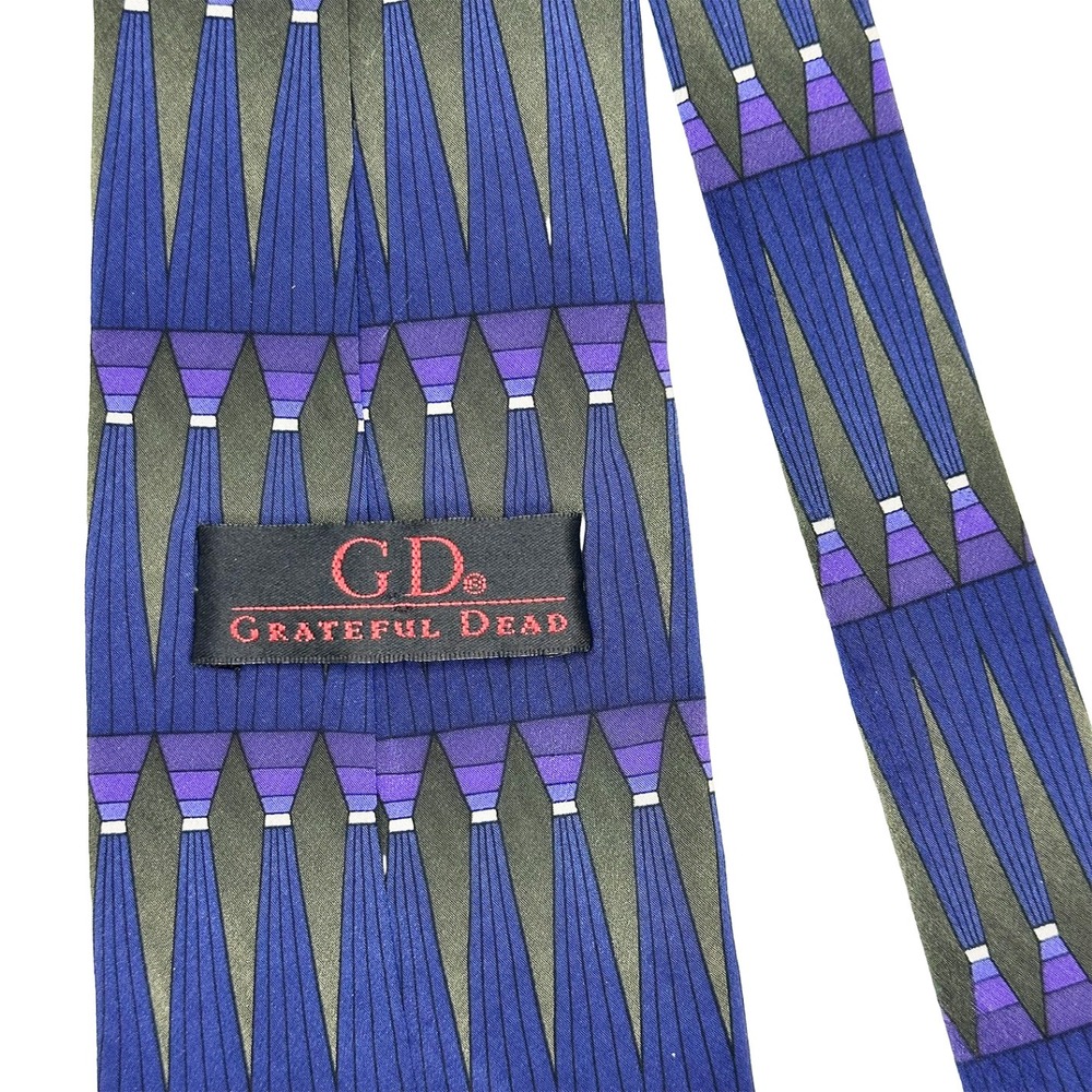 GRATEFUL DEAD Vintage 1996 Men's Geometric Print Neck Tie • 100% Silk • purple - Picture 3 of 7